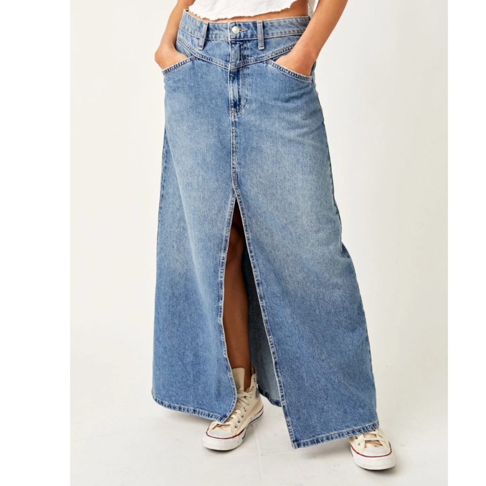 We The Free Come As You Are Denim Maxi Skirt NWT - Picture 2 of 8
